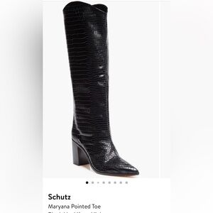 Schutz Maryana Black Textured Heeled Boots